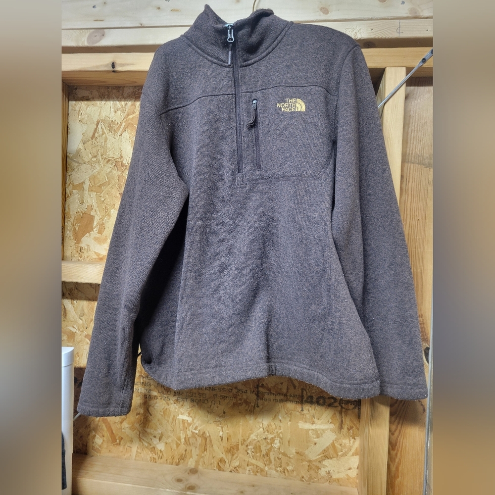 The North Face Brown Fleece Quarter Zip Pullover Mens Size Large
